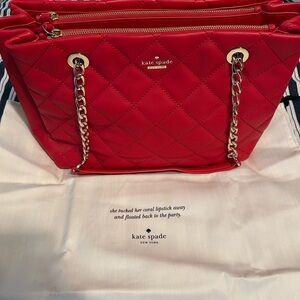 Kate Spade Cherry Red Quilted Shoulder Bag